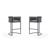 Manhattan Comfort 2-BS015-GY Cosmopolitan 37.8 in. Grey and Black Metal Barstool (Set of 2)